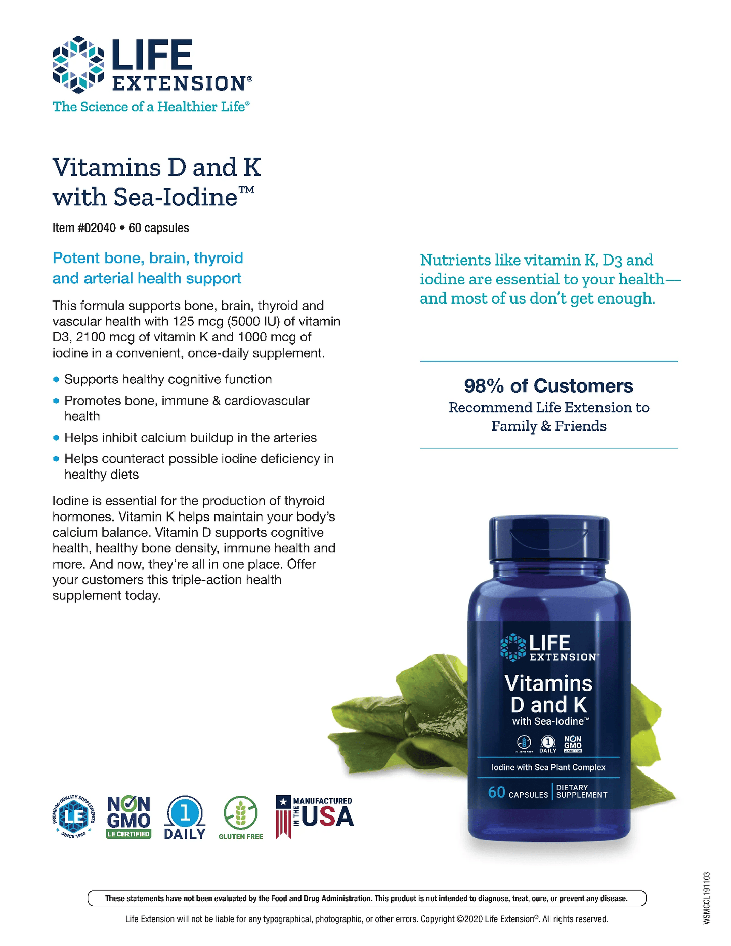 Vitamin D and K Nutrients sheet