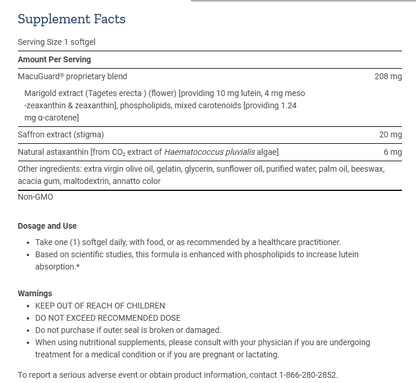 MacuGuard Ocular Support with Saffron & Astaxanthin