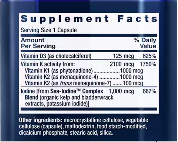 Vitamin D K Supplement Facts